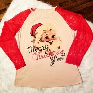 Merry Christmas Y'all Shirt with Vintage Santa